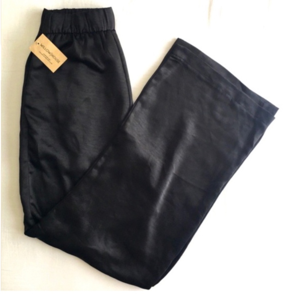Black Satin Wide Leg Pants Size S